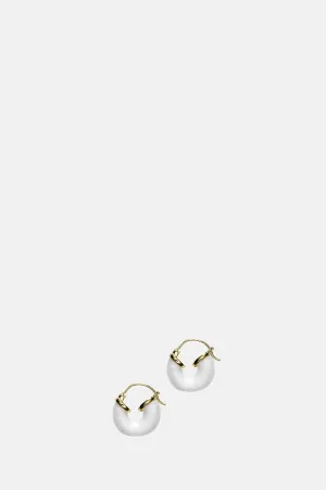 White Petit Swell Gold Hoop Earrings