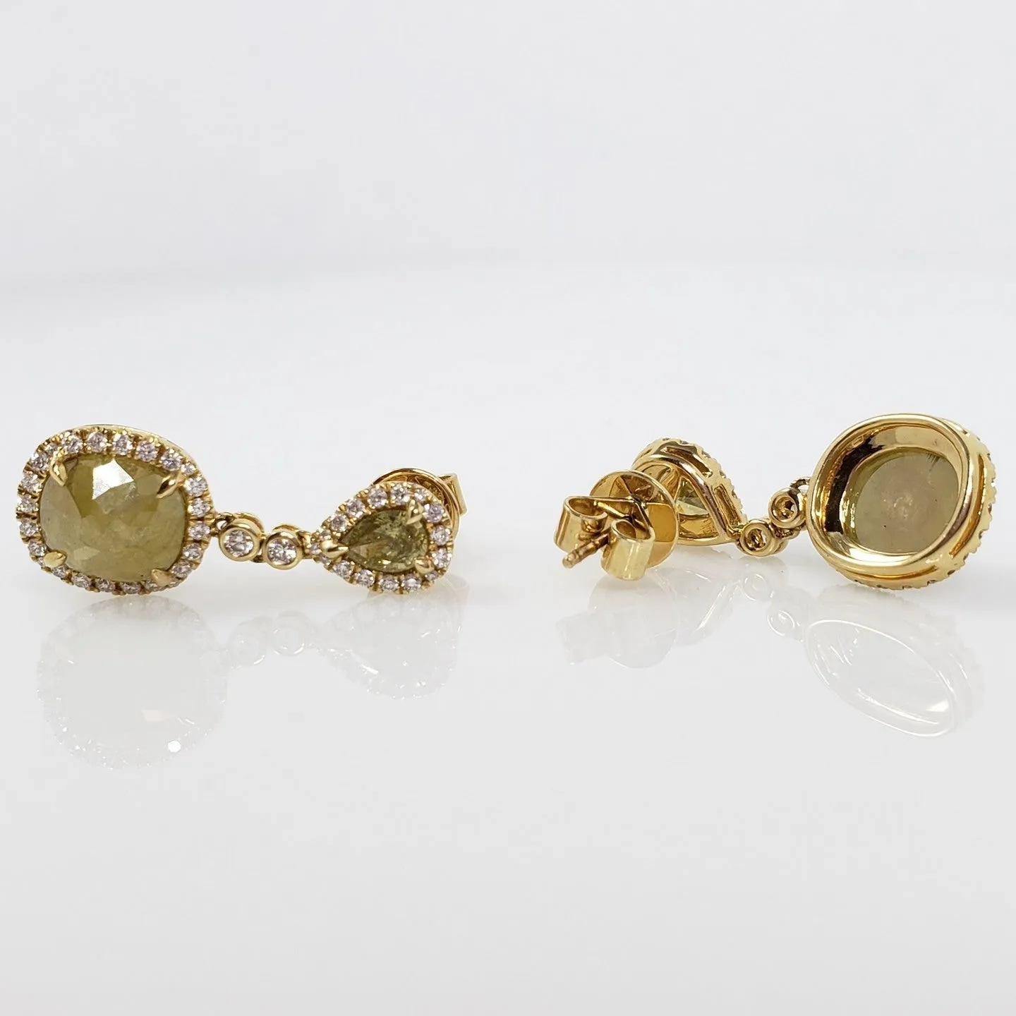 YELLOW GOLD ROUGH DIAMOND DANGLE EARRINGS